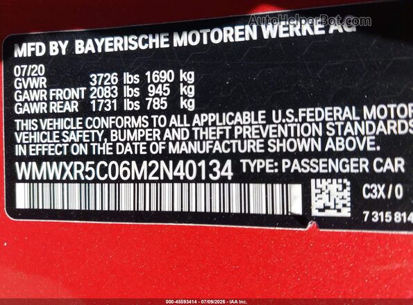 WMWXR5C06M2N40134 2021 MINI HARDTOP Red Engine compartment view