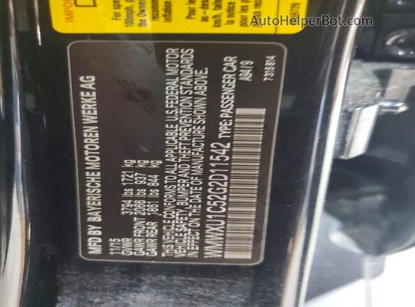 WMWXU1C52G2D11542 2016 MINI COOPER Black VIN կոդի պիտակի տեսք