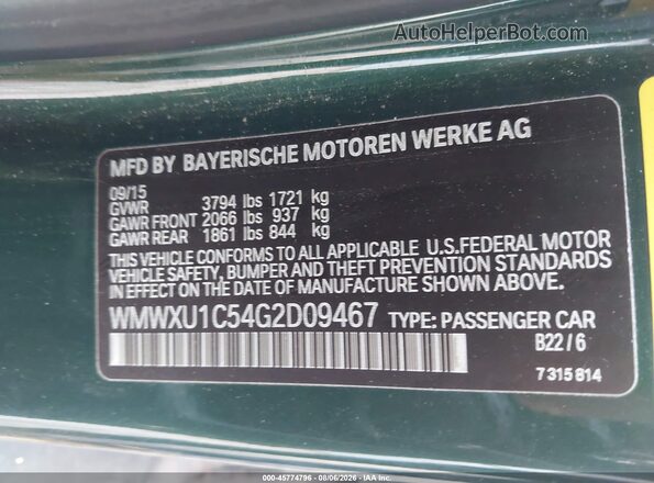 WMWXU1C54G2D09467 2016 MINI HARDTOP Green Engine compartment view