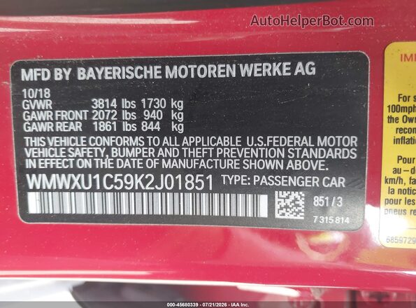 WMWXU1C59K2J01851 2019 MINI HARDTOP Red Շարժիչի բաժամունքի տեսք
