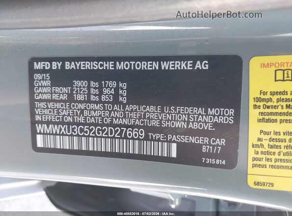 WMWXU3C52G2D27669 2016 MINI HARDTOP Gray Vista del compartimento del motor