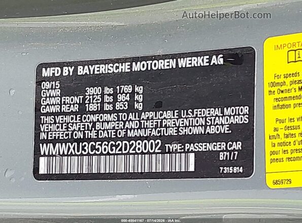 WMWXU3C56G2D28002 2016 MINI HARDTOP Gray Widok komory silnika