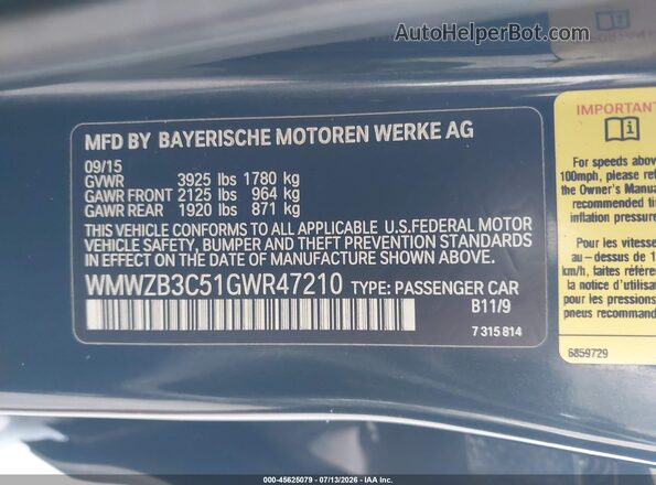 WMWZB3C51GWR47210 2016 MINI COUNTRYMAN Black Vista del compartimento del motor