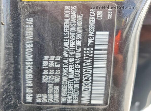 WMWZB3C5XGWR47268 2016 MINI COOPER Gray VIN sticker view