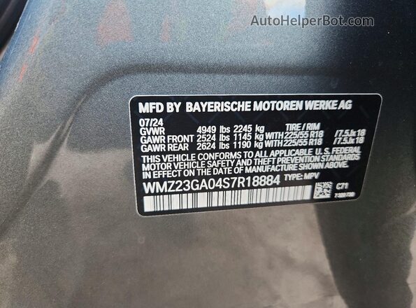 WMZ23GA04S7R18884 2025 MINI COUNTRYMAN Gray VIN sticker view