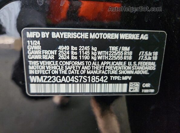 WMZ23GA04S7S18542 2025 MINI COUNTRYMAN Black Vista de la etiqueta del VIN