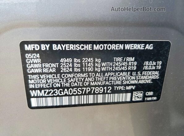 WMZ23GA05S7P78912 2025 MINI COUNTRYMAN Silver Vista de la etiqueta del VIN