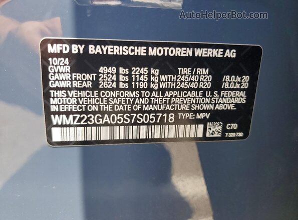 WMZ23GA05S7S05718 2025 MINI COUNTRYMAN Blue VIN կոդի պիտակի տեսք