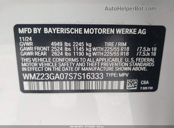 WMZ23GA07S7S16333 2025 MINI COUNTRYMAN White Շարժիչի բաժամունքի տեսք