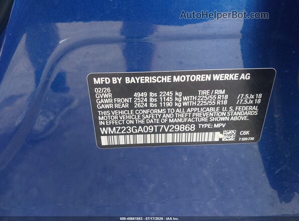 WMZ23GA09T7V29868 2026 MINI COUNTRYMAN Blue Vista del compartimento del motor