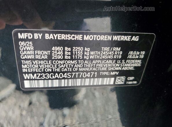 WMZ33GA04S7T70471 2025 MINI COUNTRYMAN Gray Вид наклейки з VIN-кодом