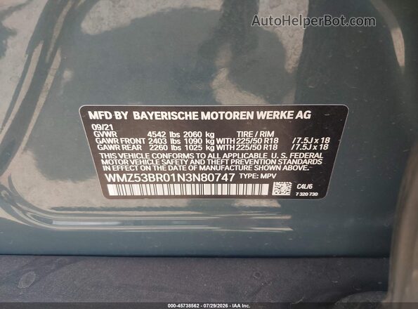 WMZ53BR01N3N80747 2022 MINI COUNTRYMAN Green ძრავის განყოფილების ხედი