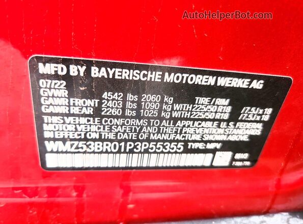 WMZ53BR01P3P55355 2023 MINI COOPER Red Շարժիչի բաժամունքի տեսք