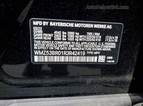 WMZ53BR01R3R42419 2024 MINI COOPER Black VIN կոդի պիտակի տեսք
