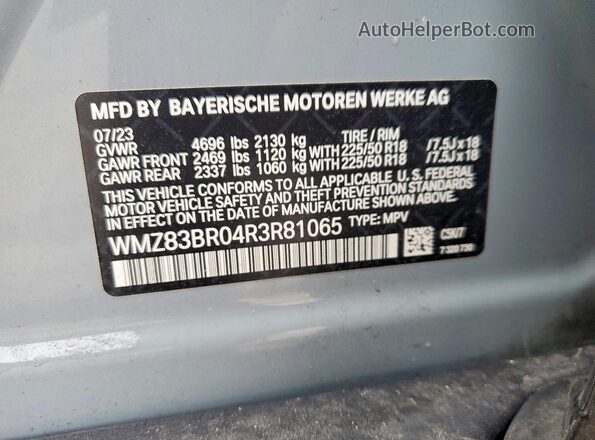 WMZ83BR04R3R81065 2024 MINI COOPER Gray Вид підкапотного простору
