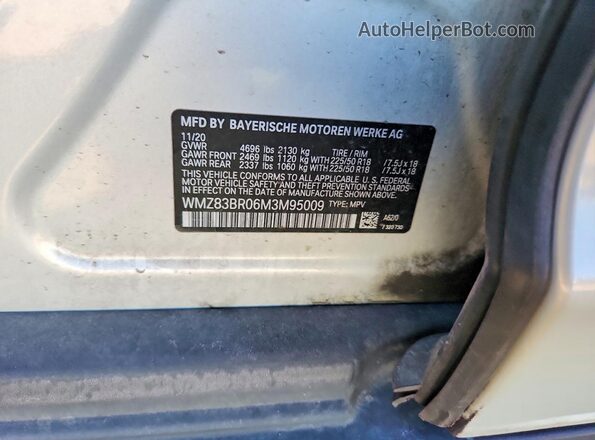 WMZ83BR06M3M95009 2021 MINI COOPER Silver VIN կոդի պիտակի տեսք