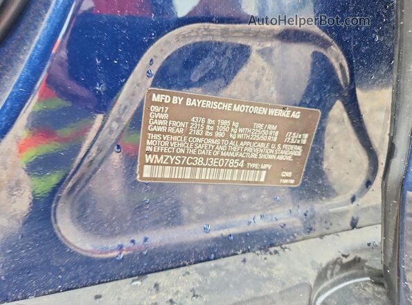 WMZYS7C38J3E07854 2018 MINI COOPER Blue Շարժիչի բաժամունքի տեսք