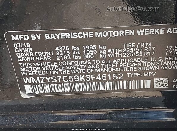 WMZYS7C59K3F46152 2019 MINI COUNTRYMAN Black Engine compartment view
