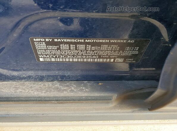 WMZYT3C30J3E93540 2018 MINI COOPER Blue Engine compartment view