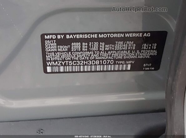 WMZYT5C32H3D81070 2017 MINI COUNTRYMAN Gray Widok komory silnika