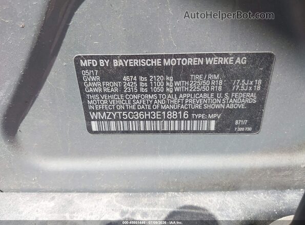 WMZYT5C36H3E18816 2017 MINI COUNTRYMAN Gray Widok komory silnika