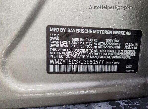 WMZYT5C37J3E60577 2018 MINI COOPER Gray Շարժիչի բաժամունքի տեսք