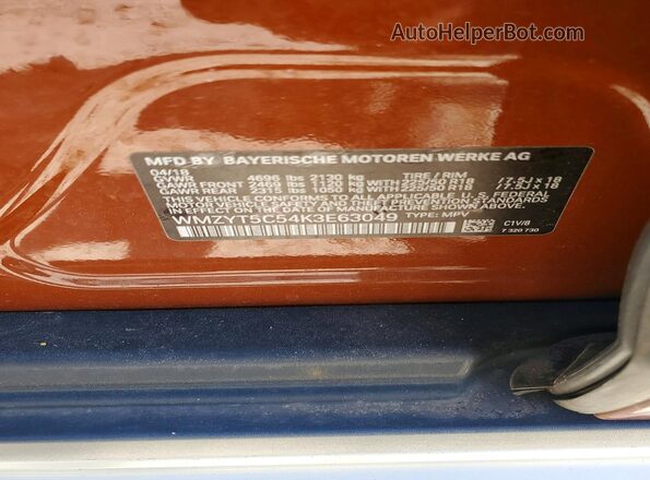 WMZYT5C54K3E63049 2019 MINI COOPER Orange ძრავის განყოფილების ხედი