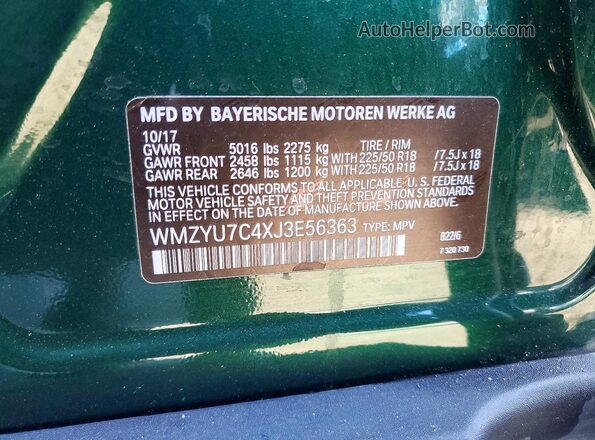 WMZYU7C4XJ3E56363 2018 MINI COOPER Green Вид підкапотного простору