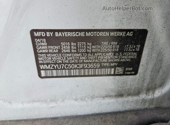 WMZYU7C50K3F93659 2019 MINI COOPER Silver Engine compartment view