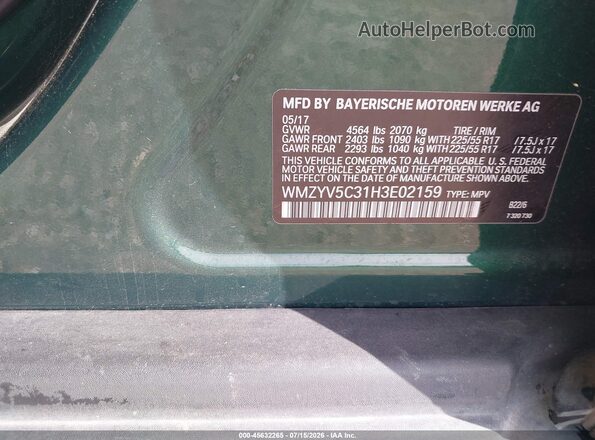 WMZYV5C31H3E02159 2017 MINI COUNTRYMAN Green Вид підкапотного простору