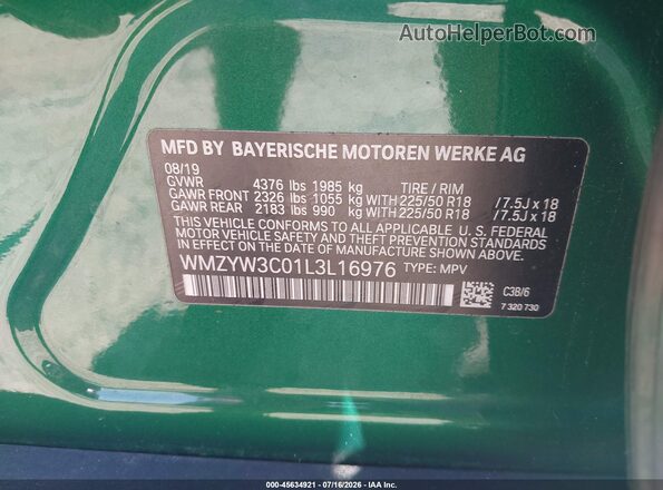 WMZYW3C01L3L16976 2020 MINI COUNTRYMAN Green Widok komory silnika