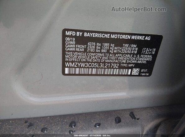 WMZYW3C05L3L21792 2020 MINI COUNTRYMAN Gray Widok komory silnika