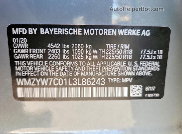 WMZYW7C01L3L86243 2020 MINI COOPER Gray Engine compartment view
