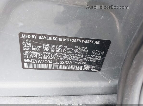 WMZYW7C04L3L63328 2020 MINI COUNTRYMAN Green ძრავის განყოფილების ხედი