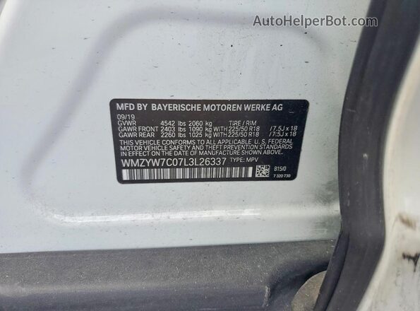 WMZYW7C07L3L26337 2020 MINI COOPER White Vista del compartimento del motor