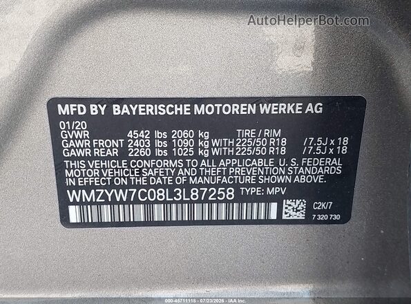 WMZYW7C08L3L87258 2020 MINI COUNTRYMAN Серебряный Вид подкапотного пространства