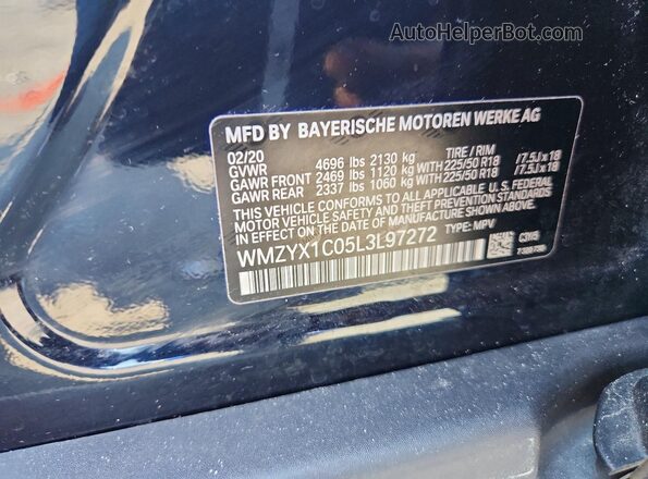WMZYX1C05L3L97272 2020 MINI COOPER Blue VIN sticker view
