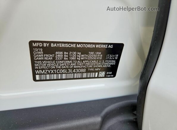 WMZYX1C06L3L43088 2020 MINI COOPER White Շարժիչի բաժամունքի տեսք