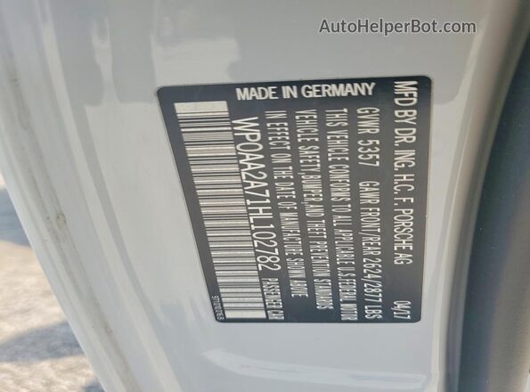 WP0AA2A71HL102782 2017 PORSCHE PANAMERA Silver Vista del compartimento del motor