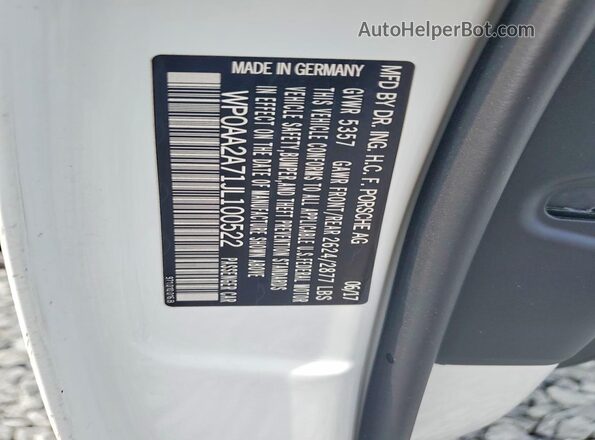 WP0AA2A71JL100522 2018 PORSCHE PANAMERA Белый Вид подкапотного пространства