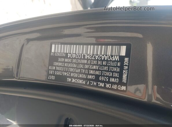 WP0AA2A72HL102404 2017 PORSCHE PANAMERA Gray Vista del compartimento del motor