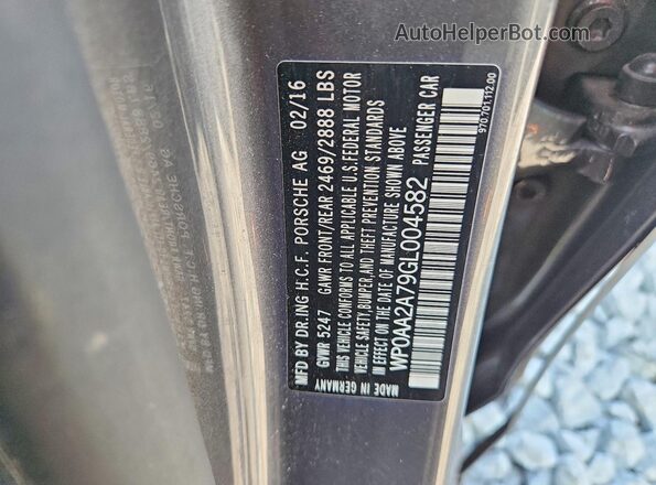 WP0AA2A79GL004582 2016 PORSCHE PANAMERA Серый Вид подкапотного пространства