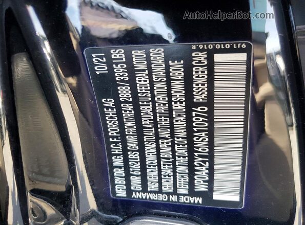 WP0AA2Y16NSA10976 2022 PORSCHE TAYCAN Black Շարժիչի բաժամունքի տեսք