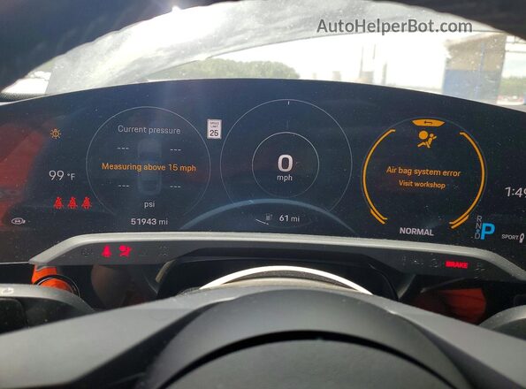 WP0AA2Y19NSA12219 2022 PORSCHE TAYCAN Black Instrument cluster view