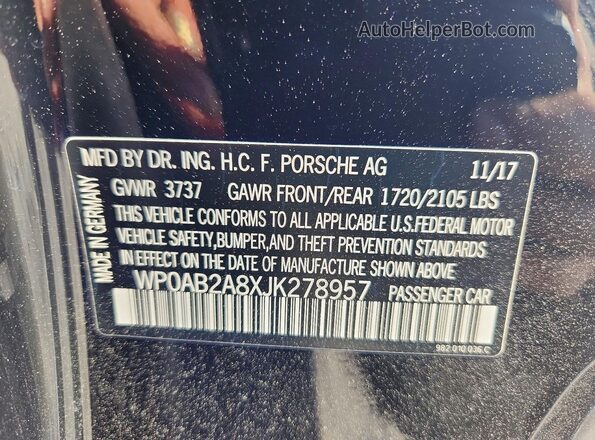 WP0AB2A8XJK278957 2018 PORSCHE CAYMAN Black Engine compartment view