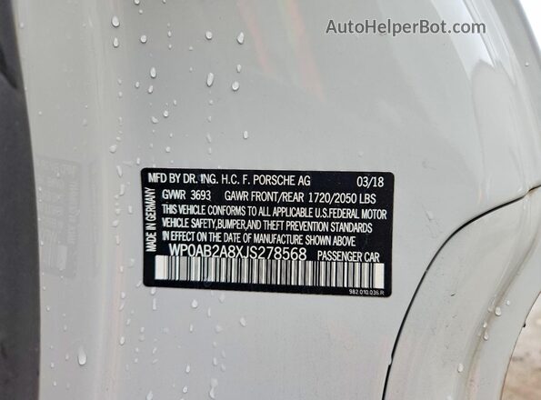 WP0AB2A8XJS278568 2018 PORSCHE CAYMAN Silver Engine compartment view