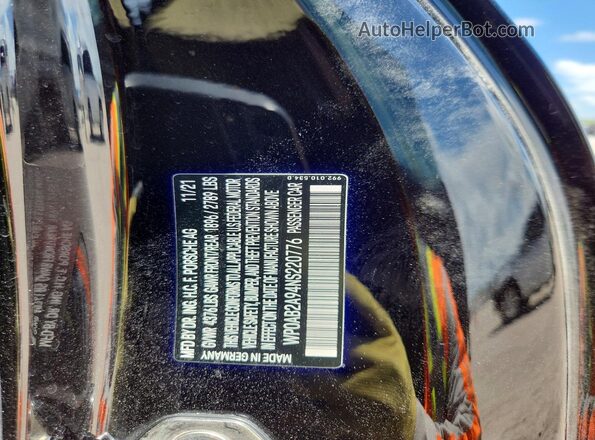 WP0AB2A94NS220776 2022 PORSCHE 911 Black Engine compartment view