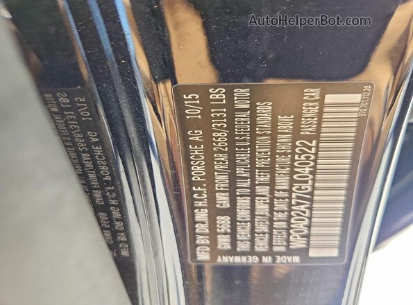 WP0AD2A77GL040522 2016 PORSCHE PANAMERA Black Engine compartment view
