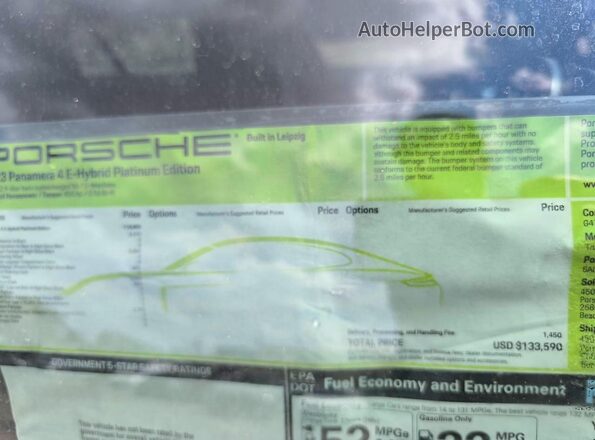 WP0AE2A79PL120160 2023 PORSCHE PANAMERA Gray Панорамний вид салону 360°