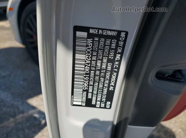 WP0CG2A74KL193965 2019 PORSCHE PANAMERA Gray VIN sticker view